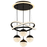 Lustre suspension LED noir à anneaux cristal disponible à Dakar Sénégal
