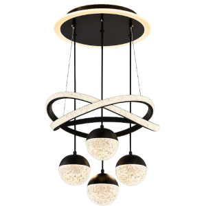 Lustre suspension LED noir à anneaux cristal disponible à Dakar Sénégal