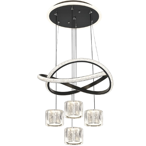Lustre_LED_Noir_a_Anneaux_Entrelaces_avec_Quatre_Suspensions_Kandeis