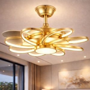 Plafonnier LED Doré Style Fleur Moderne – Image 3