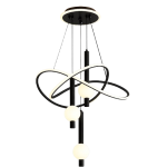 Lustre suspension LED noir avec anneaux et globes lumineux disponible à Dakar Sénégal