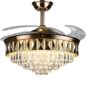 Lustre ventilateur cristal doré LED moderne disponible à Dakar Sénégal