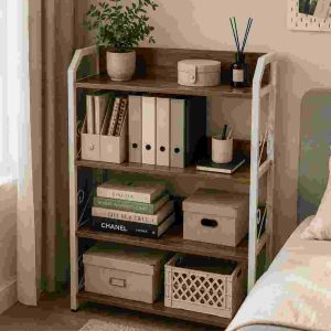 Étagère moderne en bois et métal blanc 4 niveaux disponible à Dakar Sénégal