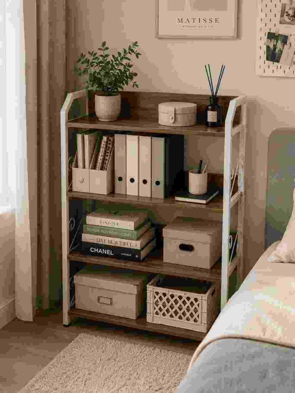 Étagère moderne en bois et métal blanc 4 niveaux disponible à Dakar Sénégal