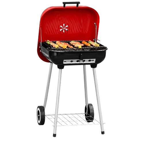 Barbecue à charbon rouge sur pied avec roulettes disponible à Dakar Sénégal