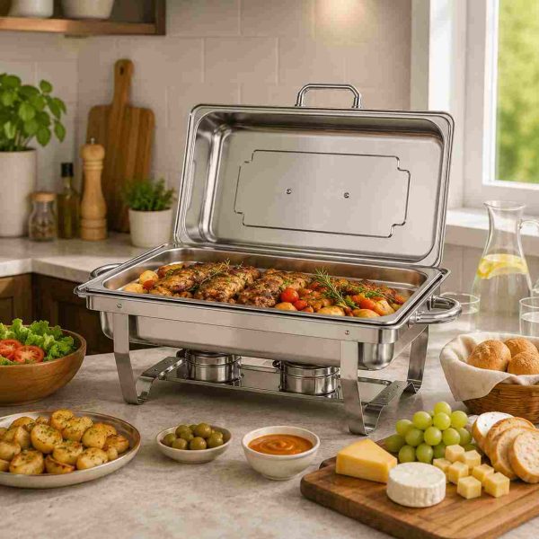 Réchaud buffet chauffant en acier inoxydable avec couvercle disponible à Dakar Sénégal